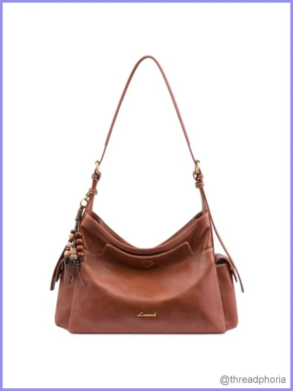 Faux Leather Hobo Shoulder Crossbody Purse with Tassel Charm Handbag